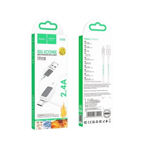 Kabel USB A do Micro USB Hoco 2,4A 1 m X108 biały