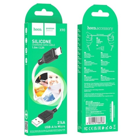 Kabel USB A do Micro USB Hoco 2,4A 1 m X90 biały