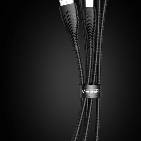 Kabel USB A do Typ C VEGER 2,4A V104 1,2 m czarny