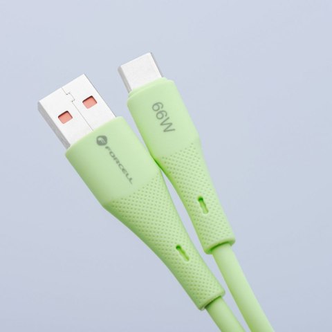 Kabel USB A do USB C Forcell F-Energy QC4.0 3A 66W Silicone 1 m C342 zielony