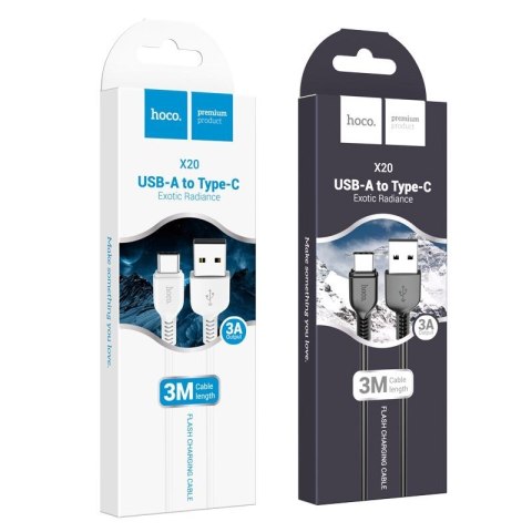 Kabel USB A do USB C Hoco 2,4A 3 m X20 biały