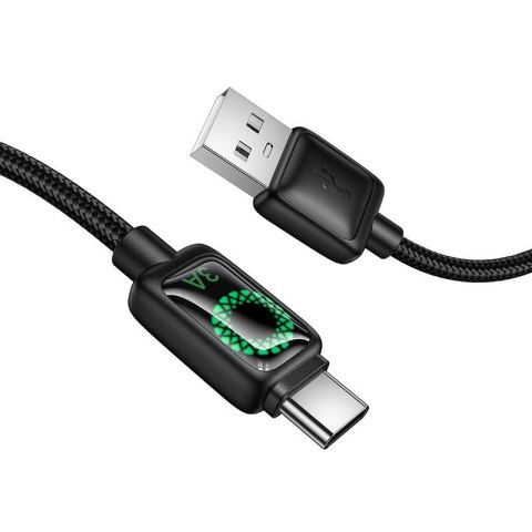 Kabel USB A do USB C Hoco 3A 1,2 m z LCD U146 czarny