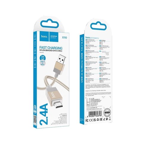 Kabel USB A do USB C Hoco 3A 1 m X110 złoty