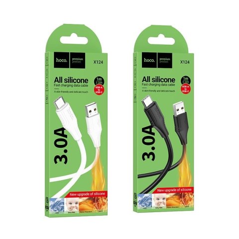 Kabel USB A do USB C Hoco 3A silikonowy 1 m X124 czarny