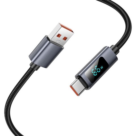 Kabel USB A do USB C Hoco 5A z wyświetlaczem 1 m X112 czarny