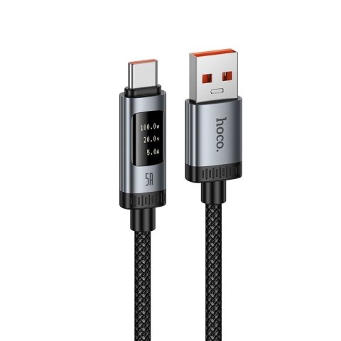 Kabel USB A do USB C Hoco PD 6A 100W 1,2m z wyświetlaczem U148 czarny