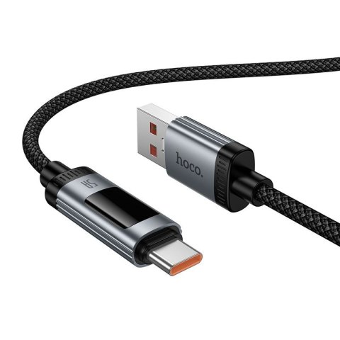 Kabel USB A do USB C Hoco PD 6A 100W 1,2m z wyświetlaczem U148 czarny
