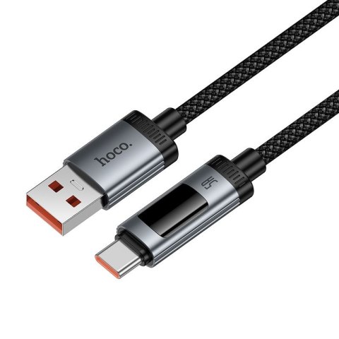 Kabel USB A do USB C Hoco PD 6A 100W 1,2m z wyświetlaczem U148 czarny