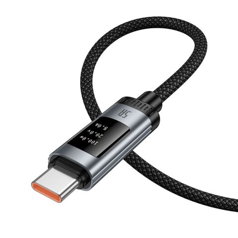 Kabel USB A do USB C Hoco PD 6A 100W 1,2m z wyświetlaczem U148 czarny