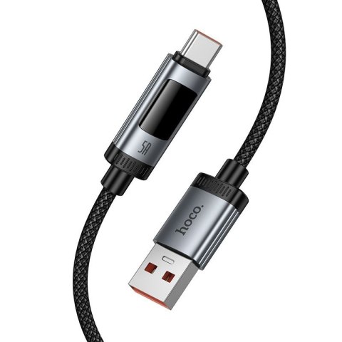 Kabel USB A do USB C Hoco PD 6A 100W 1,2m z wyświetlaczem U148 czarny