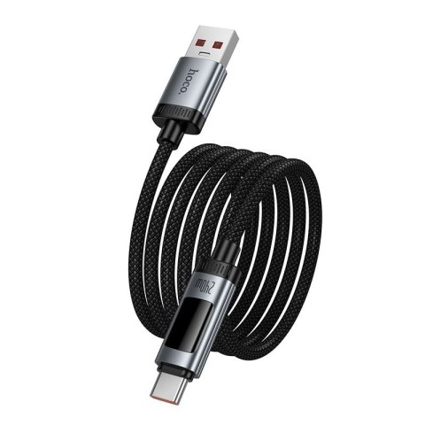 Kabel USB A do USB C Hoco PD 6A 100W 1,2m z wyświetlaczem U148 czarny