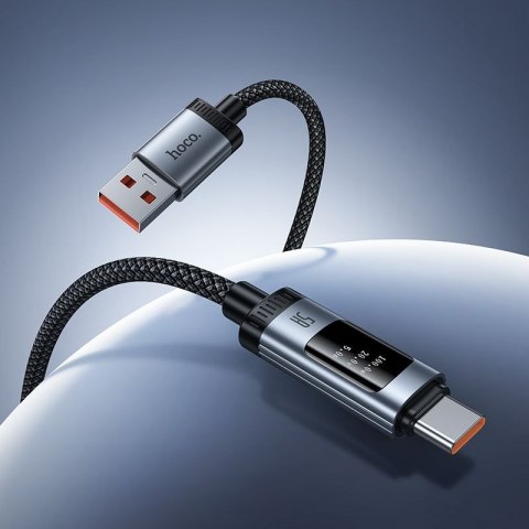 Kabel USB A do USB C Hoco PD 6A 100W 1,2m z wyświetlaczem U148 czarny