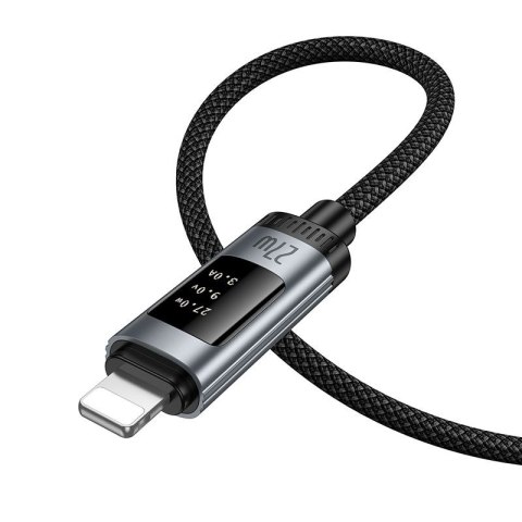 Kabel USB C do Lightning Hoco PD 27W 1,2 m z wyświetlaczem U148 czarny