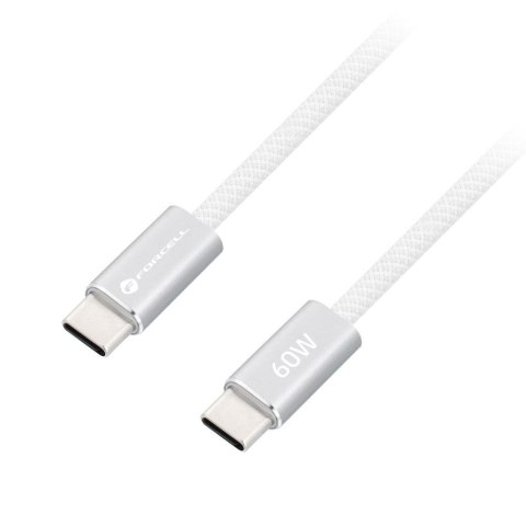 Kabel USB C do USB C Forcell F-Energy QC4.0 PD 3A 60W Cafule Color 1,2 m ACYH23 biały