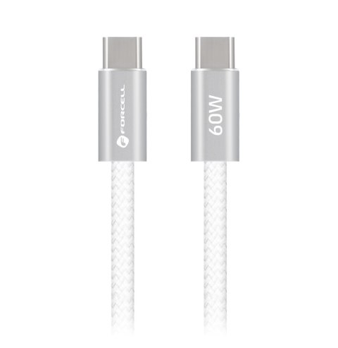Kabel USB C do USB C Forcell F-Energy QC4.0 PD 3A 60W Cafule Flat 1,2 m CCFN23 biały