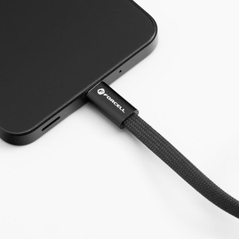 Kabel USB C do USB C Forcell F-Energy QC4.0 PD 3A 60W Cafule Flat 1,2 m CCFN23 czarny