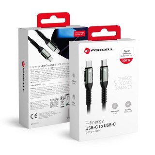 Kabel USB C do USB C Forcell F-Energy QC4.0 PD 5A 100W Cafule 3 m C260 czarny