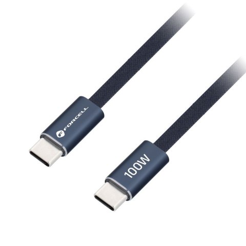 Kabel USB C do USB C Forcell F-Energy QC4.0 PD 5A 100W Cafule Flat 1,2 m CCFN23 granatowy