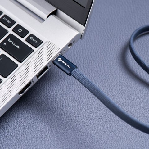 Kabel USB C do USB C Forcell F-Energy QC4.0 PD 5A 100W Cafule Flat 1,2 m CCFN23 granatowy