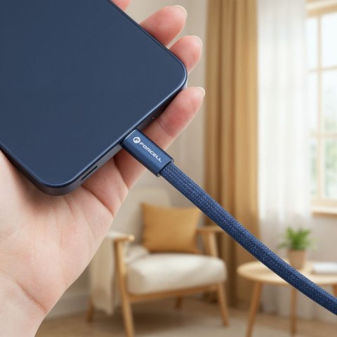 Kabel USB C do USB C Forcell F-Energy QC4.0 PD 5A 100W Cafule Flat 1,2 m CCFN23 granatowy