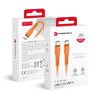 Kabel USB C do USB C Forcell F-Energy QC4.0 PD 5A 100W Silicone 1 m C347 pomarańczowy