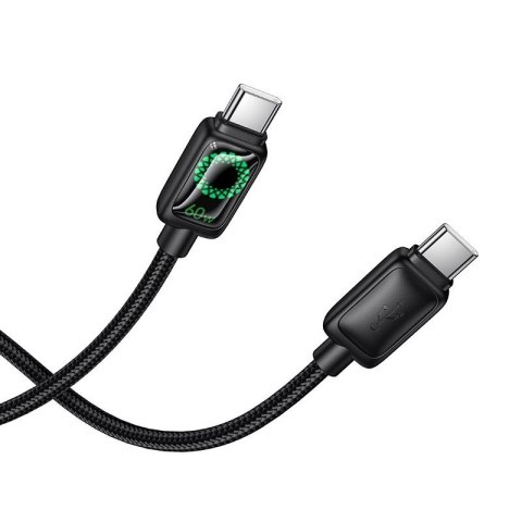 Kabel USB C do USB C Hoco 3A 60W 1,2 m z LCD U146 czarny
