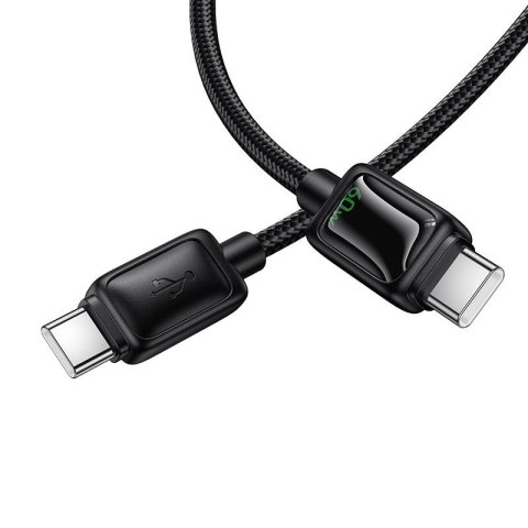 Kabel USB C do USB C Hoco 3A 60W 1,2 m z LCD U146 czarny