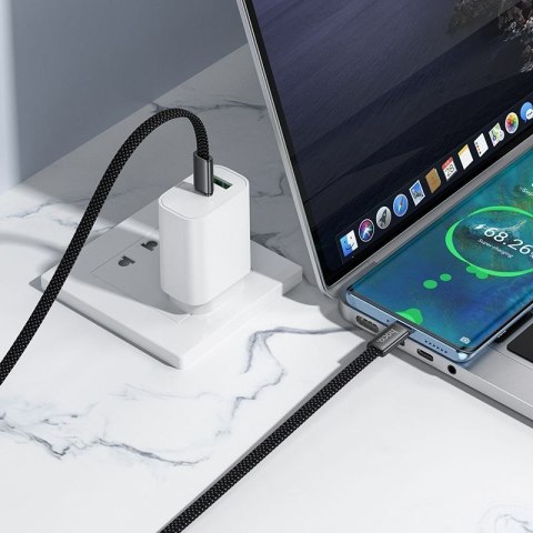 Kabel USB C do USB C Hoco 3A 60W płaski 1 m X125 czarny