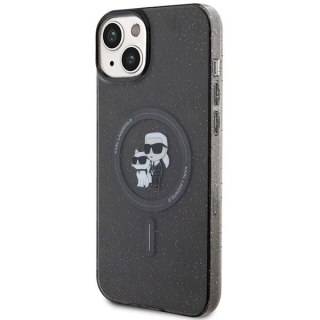 KARL LAGERFELD futerał do IPHONE 15 KLHMP15SHGKCNOK (Glitter + MAG) czarny
