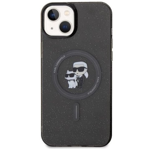 KARL LAGERFELD futerał do IPHONE 15 KLHMP15SHGKCNOK (Glitter + MAG) czarny