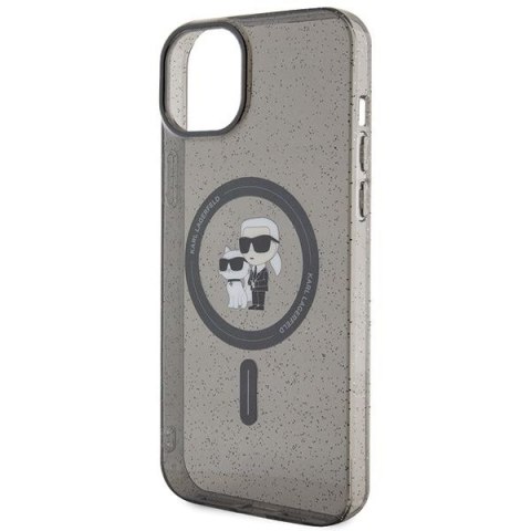 KARL LAGERFELD futerał do IPHONE 15 KLHMP15SHGKCNOK (Glitter + MAG) czarny