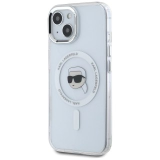 KARL LAGERFELD futerał do IPHONE 15 kompatybilny z MagSafe KLHMP15SHLSKIH (IML Metal K Head) biały