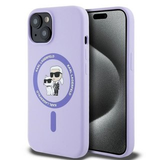 KARL LAGERFELD futerał do IPHONE 15 kompatybilny z MagSafe KLHMP15SSCMKCRHU (Silicone KC Body Ring) fioletowy