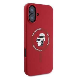 KARL LAGERFELD futerał do IPHONE 16 Plus kompatybilny z MagSafe KLHMP16MSCMKCRHR (Silicone KC Body Ring) czerwony