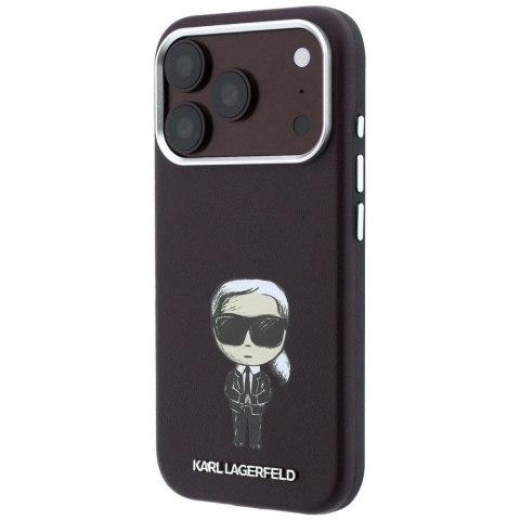 KARL LAGERFELD futerał do IPHONE 18 Pro/ 17 Pro kompatybilny z MagSafe (Smooth Ikonik Sketch) burgundowy
