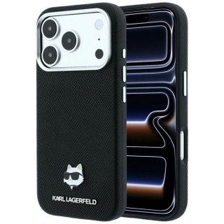 KARL LAGERFELD futerał do IPHONE 18 Pro Max/ 17 Pro Max kompatybilny z MagSafe (Grained Choupette Head Metal) czarny