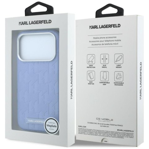 KARL LAGERFELD futerał do IPHONE 18 Pro Max/17 Pro max kompatybilny z MagSafe (Mono Resin Logo) jasnoniebieski