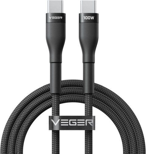 Kabel USB C do USB C VEGER PD 5A 100W 1,5 m CC05 czarny