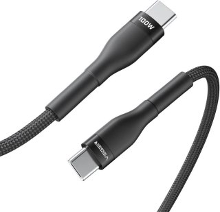 Kabel USB C do USB C VEGER PD 5A 100W 1,5 m CC05 czarny
