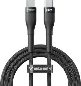 Kabel USB C do USB C VEGER PD 5A 240W 1,5 m CC03 czarny