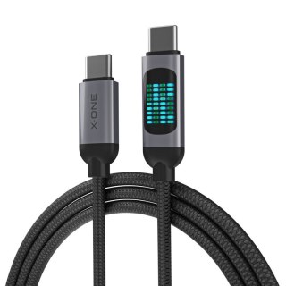 Kabel USB X-ONE FlowLink Running LED - typ C do C max 100W 1,2m czarny
