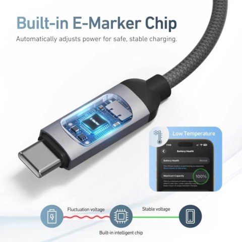 Kabel USB X-ONE FlowLink Running LED - typ C do C max 100W 1,2m czarny