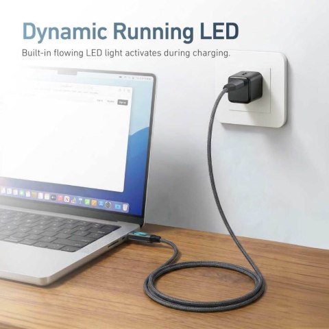 Kabel USB X-ONE FlowLink Running LED - typ C do C max 100W 1,2m czarny