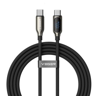 Kabel z wyświetlaczem LED USB C do USB C VEGER PD 5A 100W 1,5 m CC1-XHJ czarny