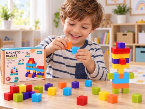 Klocki magnetyczne - KOLOROWE kostki konstrukcyjne BLOKI 96ele ZA6343