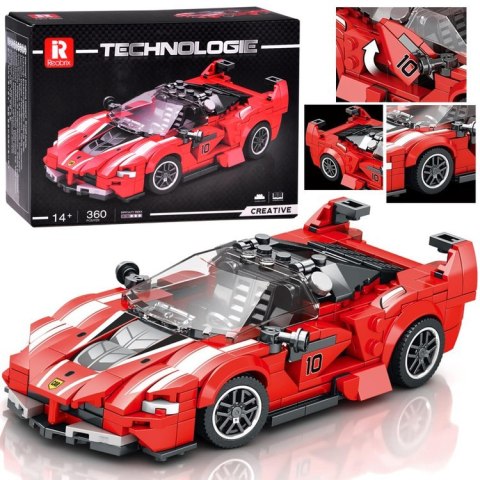 Klocki techniczne Supersportowe auto CZERWONY KABRIOLET 360-ele ZA5786