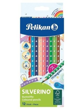 Kredki Silverino trójkątne 12 kolorów