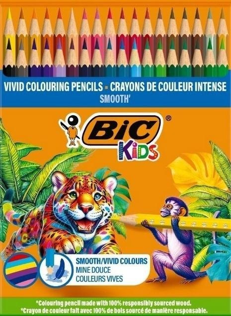 Kredki drewniane Kids Smooth ECO 48szt BIC