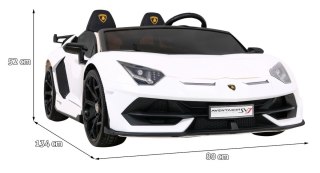 Lamborghini SVJ DRIFT dla 2 dzieci Biały + Funkcja driftu + Pilot