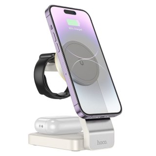 Ładowarka indukcyjna Hoco 3w1 15W zgodna z MagSafe CQ3 biała